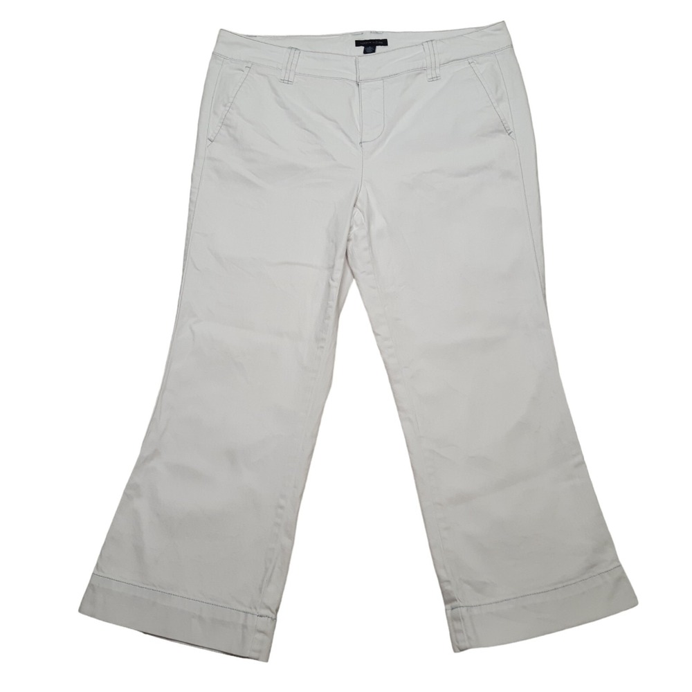 Tommy Hilfiger Jeans Womens 10 White Cropped Y2K Wide‎ Leg Minimalist Stretch